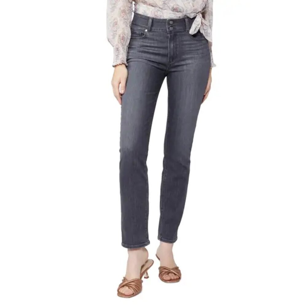 PAIGE Cindy High Waist Straight Leg Ankle Jeans Grey